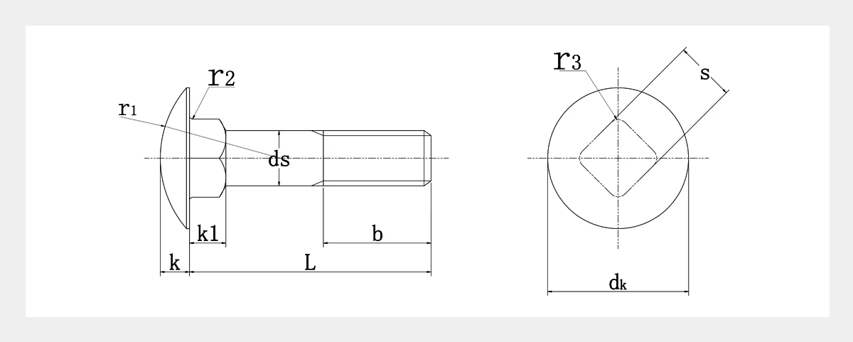 Mushroom Head Carriage Bolt- 2D